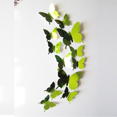 12-Piece 3D Stereoscopic Mirror Butterfly Set