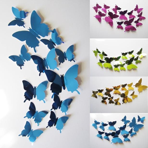 12-Piece 3D Stereoscopic Mirror Butterfly Set