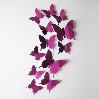 12-Piece 3D Stereoscopic Mirror Butterfly Set